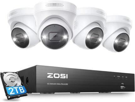 ZOSI 4K-PoE-Videoüberwachungsset, 8-MP-PoE-Kamera mit 8-Kanal-4K-NVR und 2-TB-Festplatte